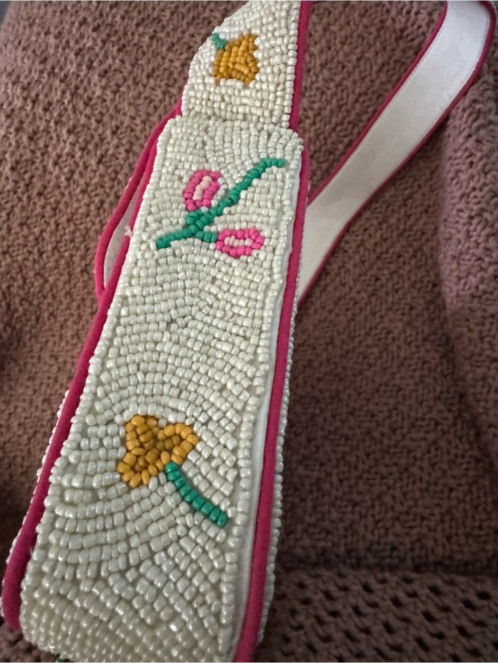 Beaded Floral Crossbody Bag in White, Pink & Green NWT - Picture 4 of 5